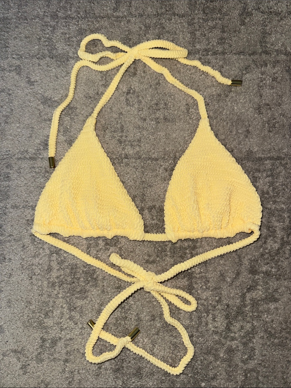 Monday Swimwear Yellow Palma Honey Crinkle Triangle Bikini Top